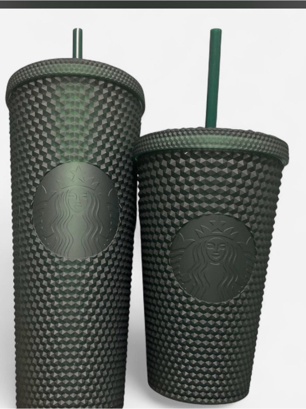 Starbucks Matte Dark Green Studded Reusable Tumblers with Straw